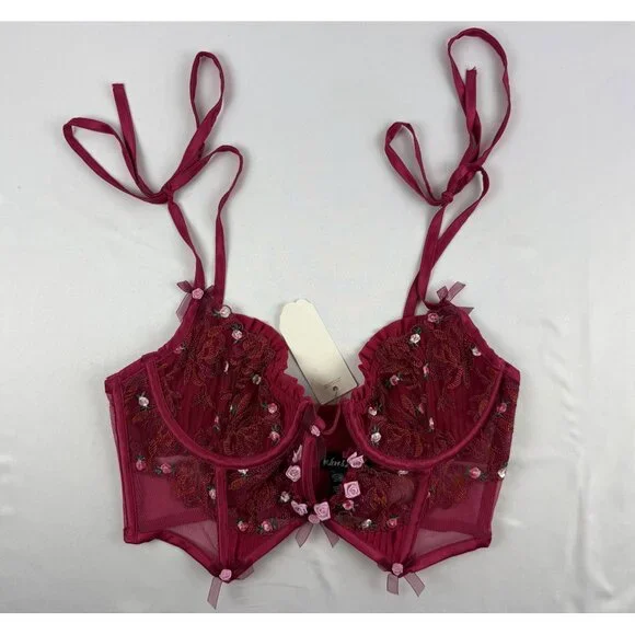 NWT For Love And Lemons Colette Bustier Burgundy size M - Picture 2 of 9